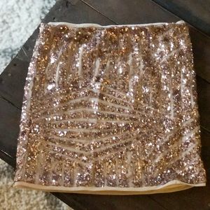 F21 Rose Gold Aztec Sequin Skirt Small